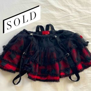 Tripp nyc Buffalo Plaid Tulle Tutu Skirt with Suspenders
